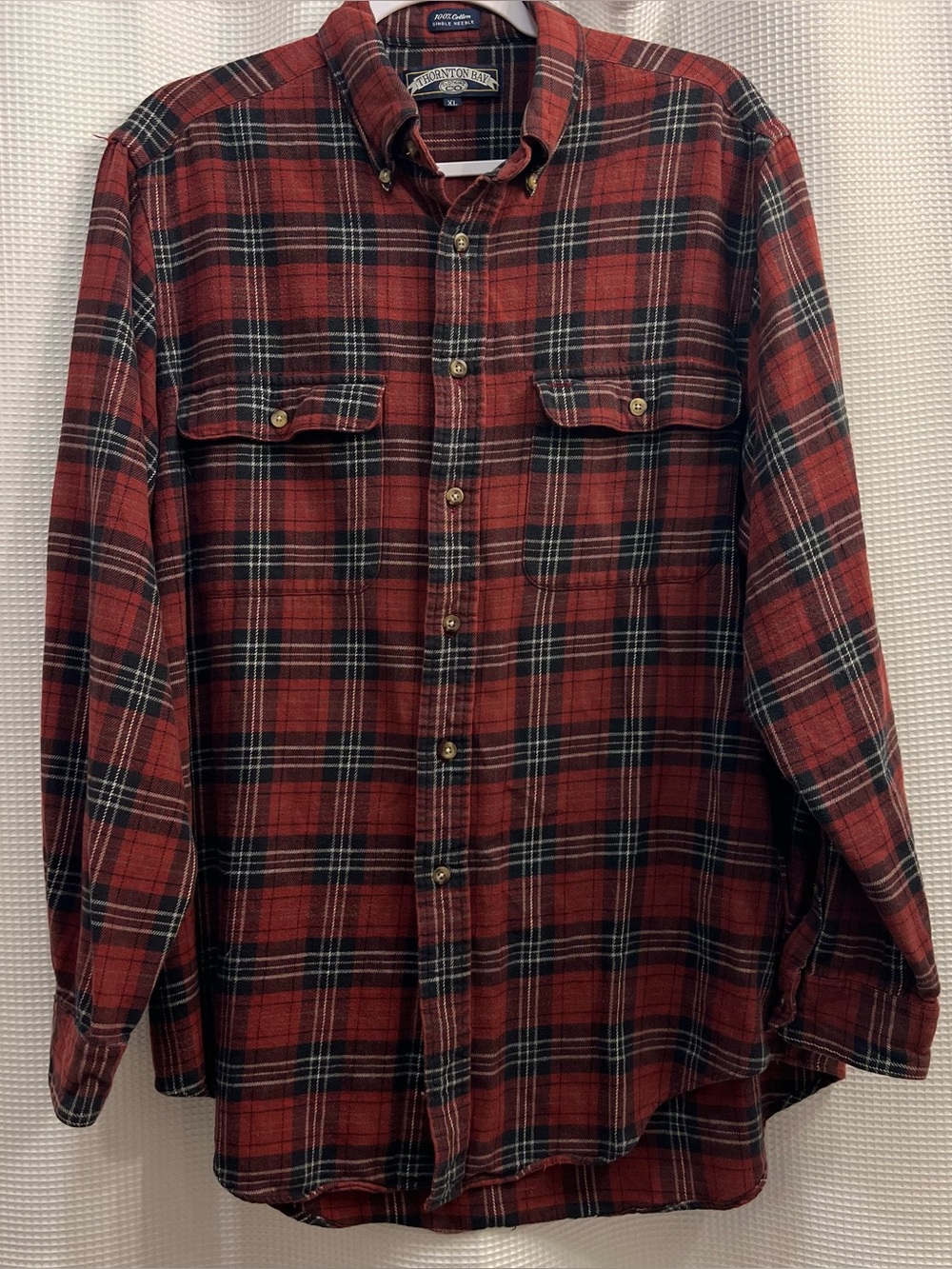 Vintage single needle Red and Black Plaid Button-Down Shirt